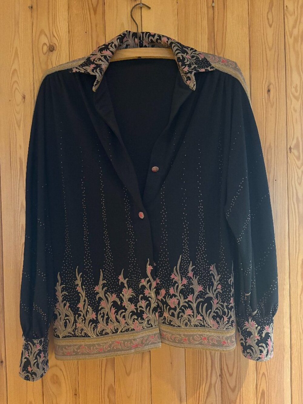 Black Floral Button Down Blouse